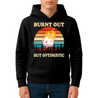 Burnt Out But Optimistic Marshmallow Retro Sunset Camping Kids Hoodie