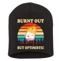 Burnt Out But Optimistic Marshmallow Retro Sunset Camping Short Acrylic Beanie