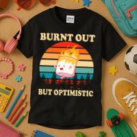 Burnt Out But Optimistic Marshmallow Retro Sunset Camping Kids T-Shirt