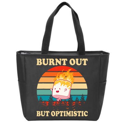 Burnt Out But Optimistic Marshmallow Retro Sunset Camping Zip Tote Bag