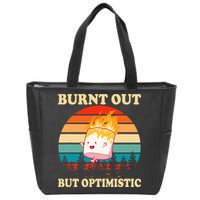 Burnt Out But Optimistic Marshmallow Retro Sunset Camping Zip Tote Bag