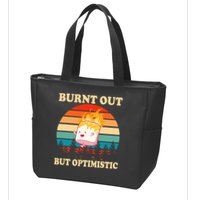 Burnt Out But Optimistic Marshmallow Retro Sunset Camping Zip Tote Bag
