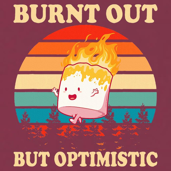 Burnt Out But Optimistic Marshmallow Retro Sunset Camping 16oz Travel Tumbler