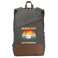 Burnt Out But Optimistic Marshmallow Retro Sunset Camping Cotton Canvas Backpack
