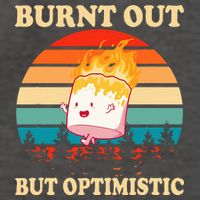 Burnt Out But Optimistic Marshmallow Retro Sunset Camping Vector Backpack