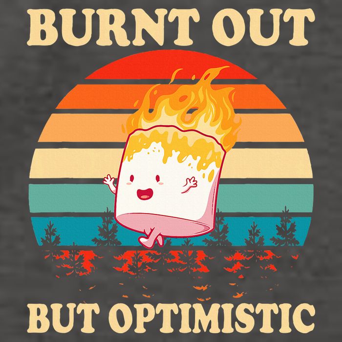 Burnt Out But Optimistic Marshmallow Retro Sunset Camping Vector Backpack
