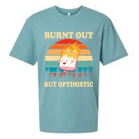 Burnt Out But Optimistic Marshmallow Retro Sunset Camping Sueded Cloud Jersey T-Shirt