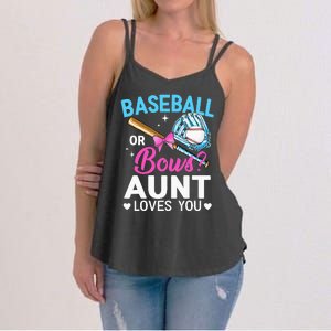 Baseball Or Bows Your Aunt Loves You Gender Reveal Party Women's Strappy Tank