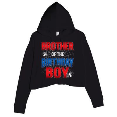 Brother Of Birthday Boy Costume Spider Web Birthday Party Crop Fleece Hoodie