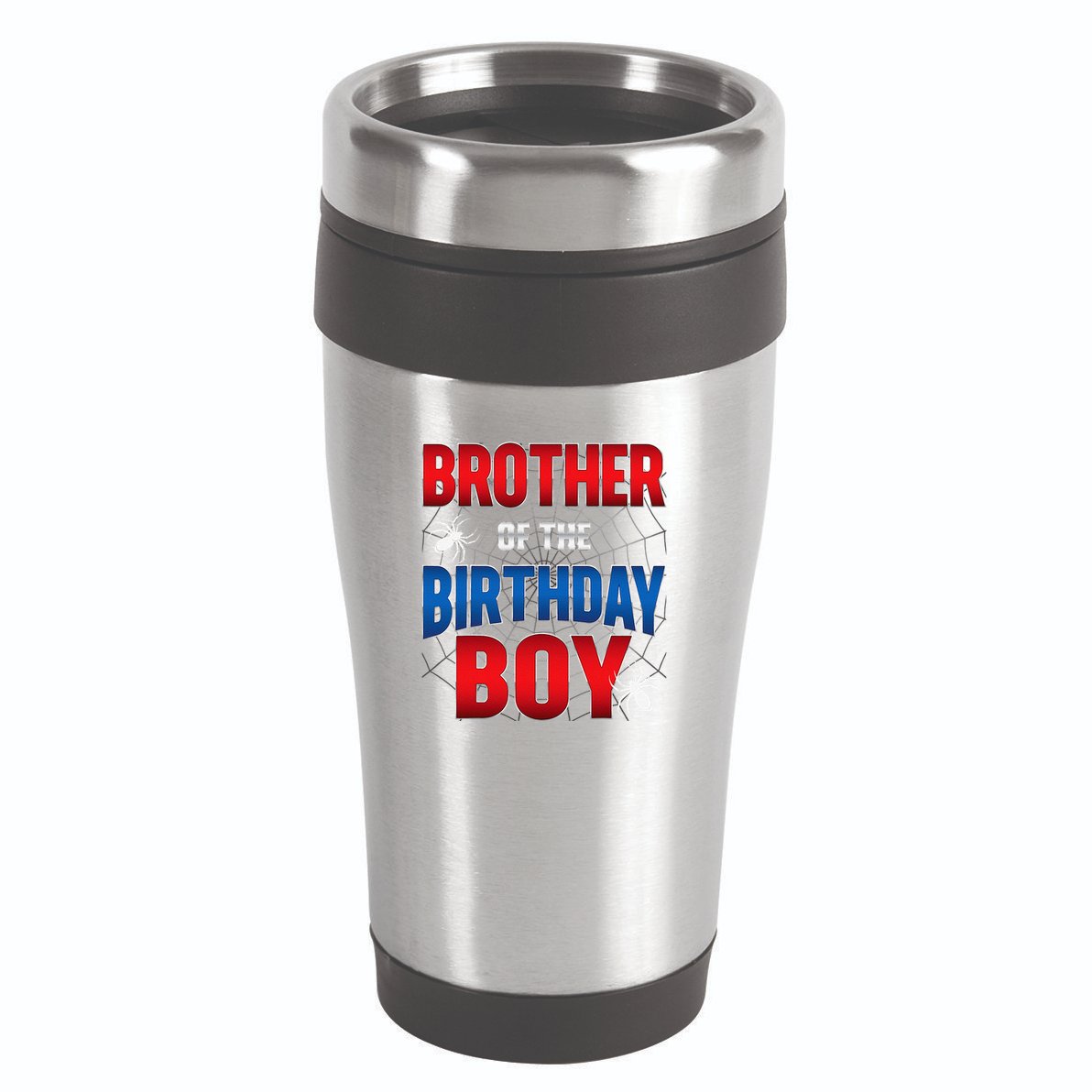 Brother Of Birthday Boy Costume Spider Web Birthday Party 16oz Travel Tumbler
