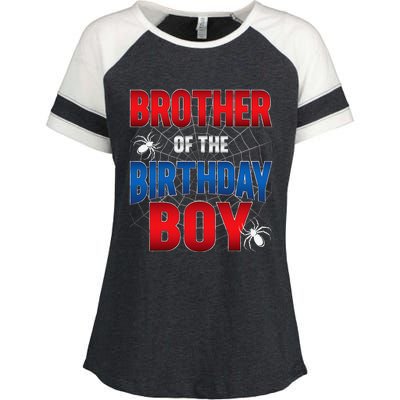 Brother Of Birthday Boy Costume Spider Web Birthday Party Enza Ladies Jersey Colorblock Tee