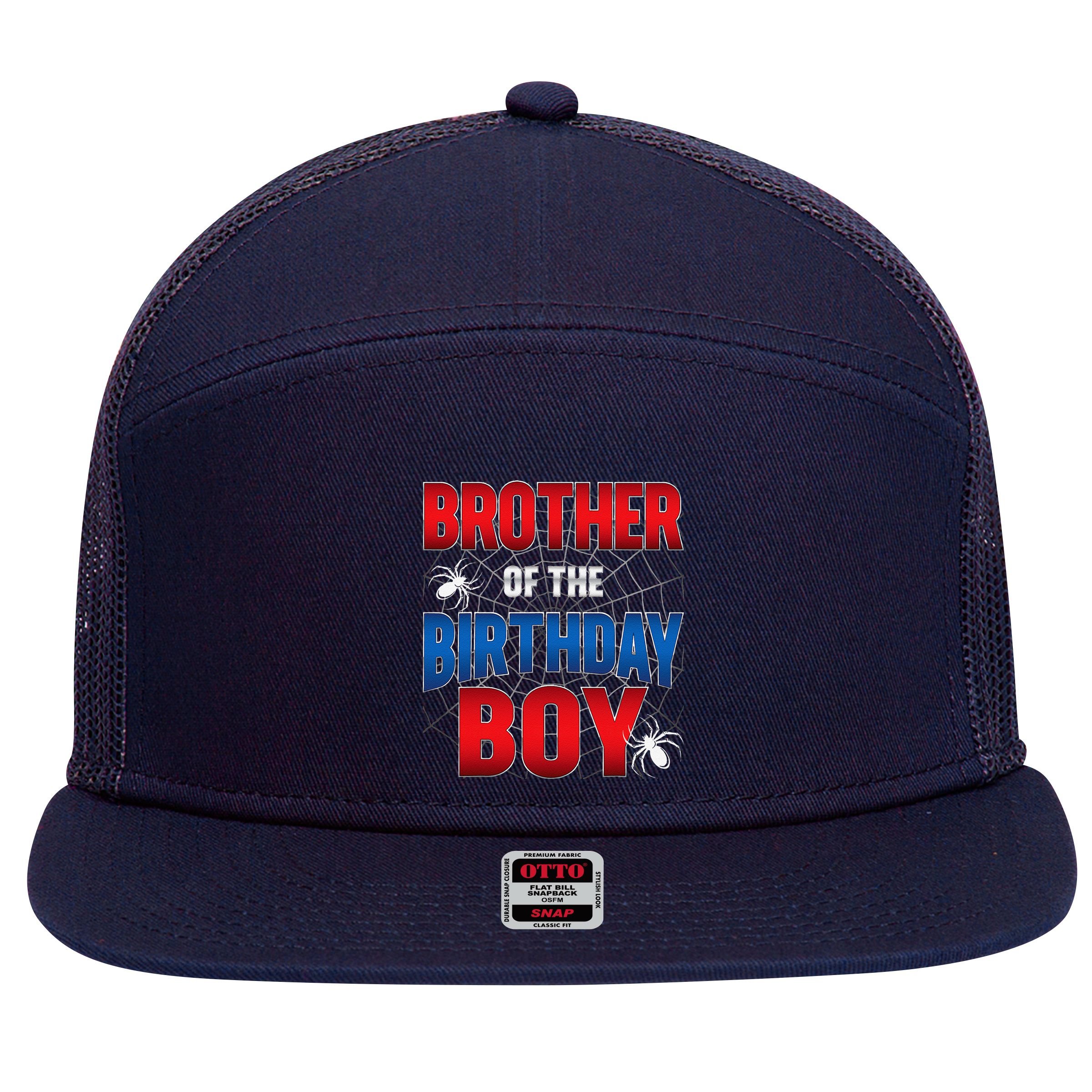 Brother Of Birthday Boy Costume Spider Web Birthday Party 7 Panel Mesh Trucker Snapback Hat