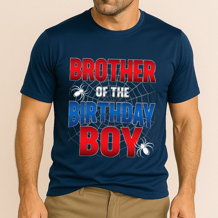 Brother Of Birthday Boy Costume Spider Web Birthday Party Cooling Performance Crew T-Shirt