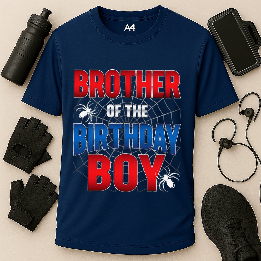 Brother Of Birthday Boy Costume Spider Web Birthday Party Cooling Performance Crew T-Shirt