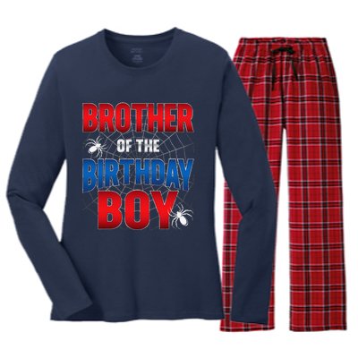 Brother Of Birthday Boy Costume Spider Web Birthday Party Women's Long Sleeve Flannel Pajama Set 