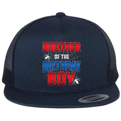 Brother Of Birthday Boy Costume Spider Web Birthday Party Flat Bill Trucker Hat