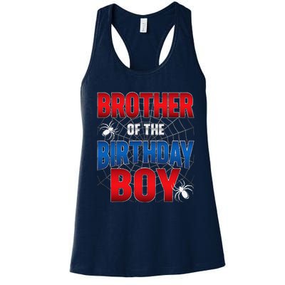 Brother Of Birthday Boy Costume Spider Web Birthday Party Women's Racerback Tank