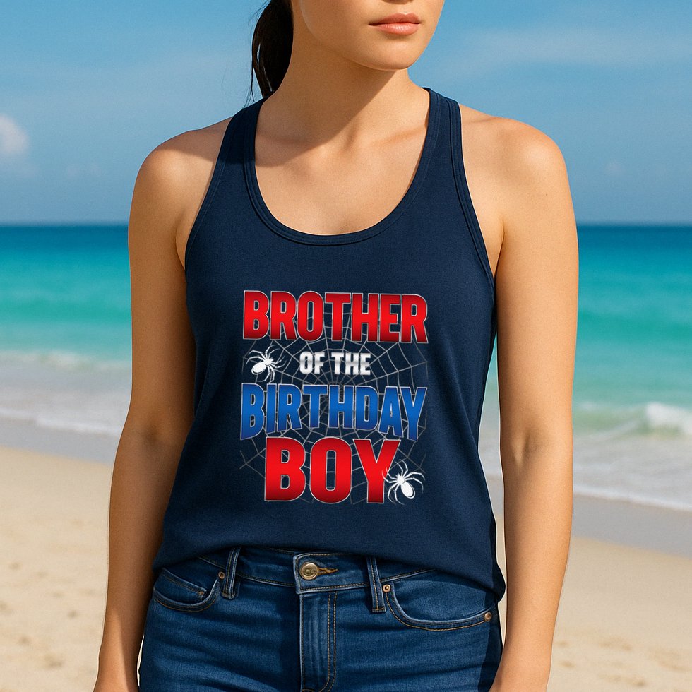 Brother Of Birthday Boy Costume Spider Web Birthday Party Womens Tank Top