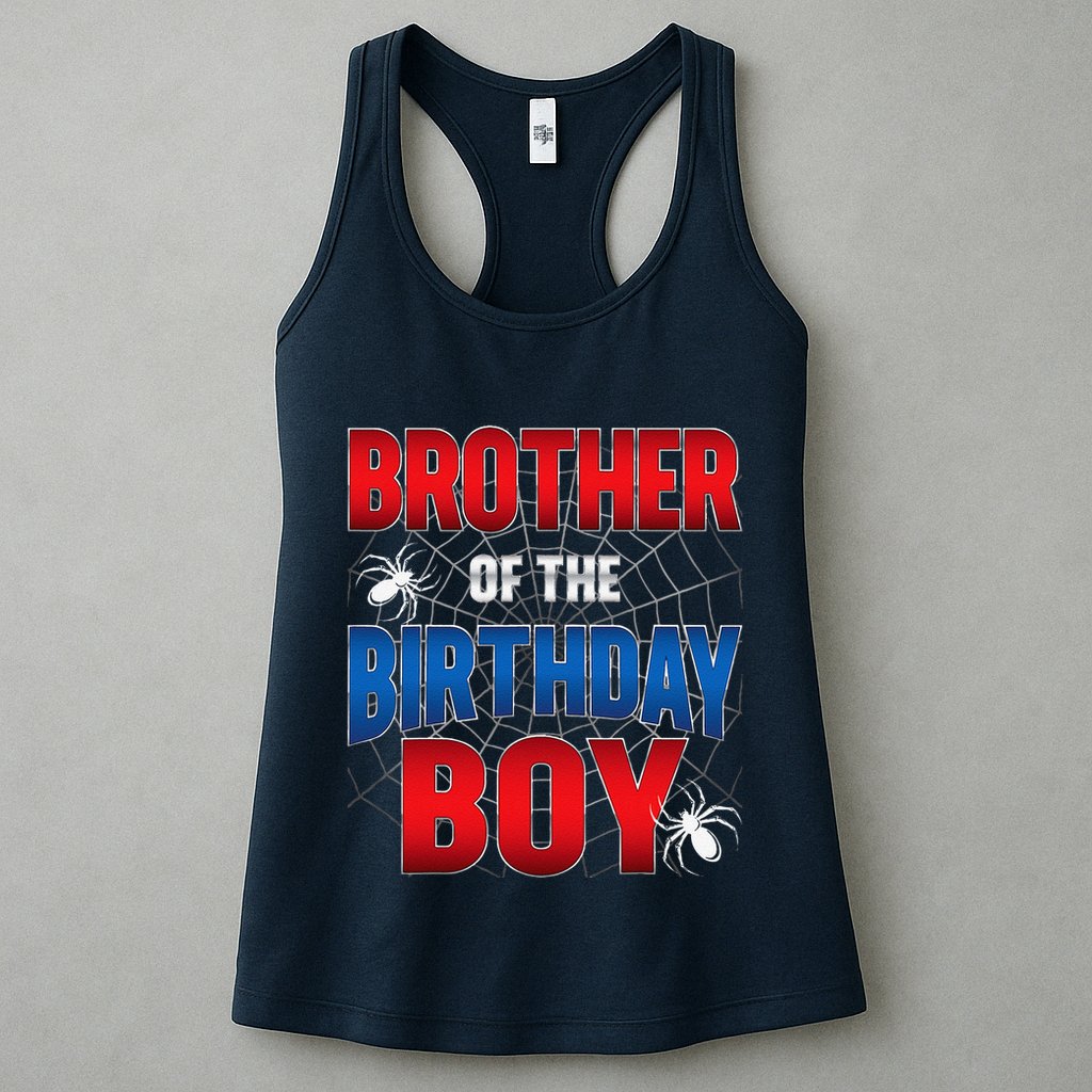 Brother Of Birthday Boy Costume Spider Web Birthday Party Womens Tank Top