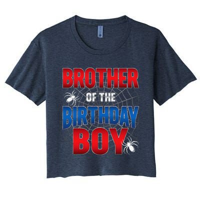 Brother Of Birthday Boy Costume Spider Web Birthday Party Women's Crop Top Tee