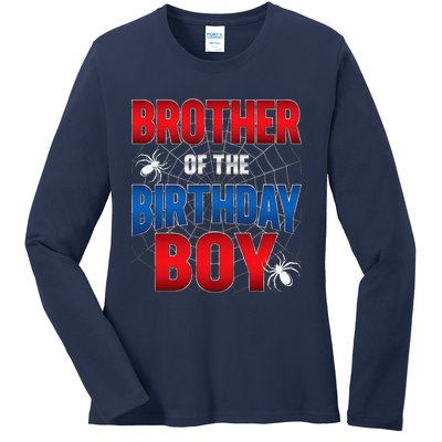 Brother Of Birthday Boy Costume Spider Web Birthday Party Ladies Long Sleeve Shirt