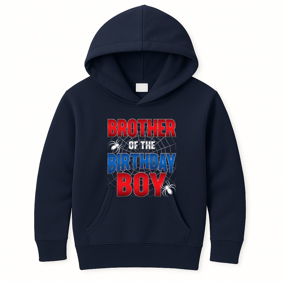 Brother Of Birthday Boy Costume Spider Web Birthday Party Kids Hoodie