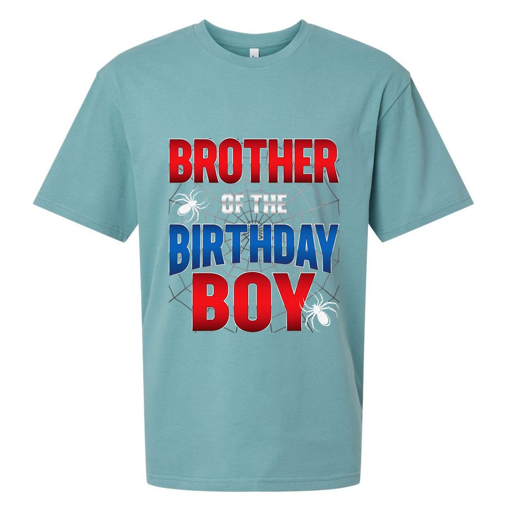 Brother Of Birthday Boy Costume Spider Web Birthday Party Sueded Cloud Jersey T-Shirt