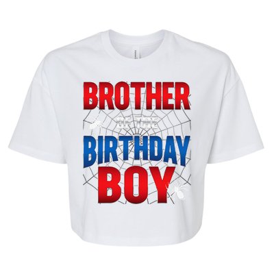 Brother Of Birthday Boy Costume Spider Web Birthday Party Bella+Canvas Jersey Crop Tee