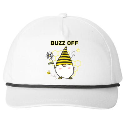 Buzz Off Bumblebee Honeycomb Gnome Flower Go Away Funny Gift Meaningful Gift Snapback Five-Panel Rope Hat