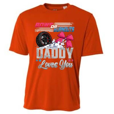 Burnouts Or Bows Gender Reveal Party Announcement Daddy Cooling Performance Crew T-Shirt