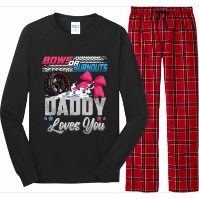 Burnouts Or Bows Gender Reveal Party Announcement Daddy Long Sleeve Pajama Set