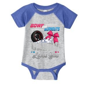 Burnouts Or Bows Gender Reveal Party Announcement Daddy Infant Baby Jersey Bodysuit