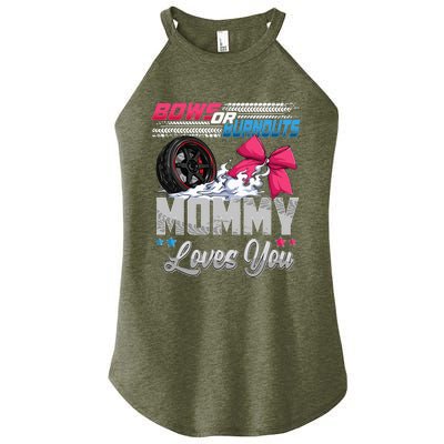 Burnouts Or Bows Gender Reveal Party Announcement Mommy Women’s Perfect Tri Rocker Tank