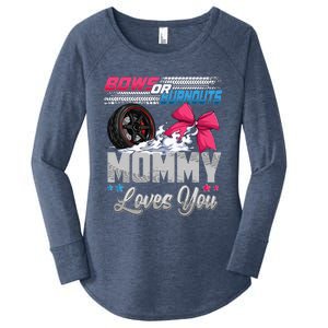 Burnouts Or Bows Gender Reveal Party Announcement Mommy Women's Perfect Tri Tunic Long Sleeve Shirt