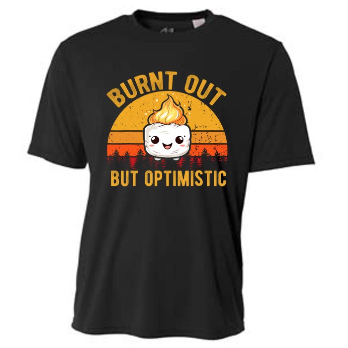 Burnt Out But Optimistic Cute Marshmallow Vintage Camping Cooling Performance Crew T-Shirt