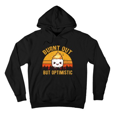 Burnt Out But Optimistic Cute Marshmallow Vintage Camping Hoodie