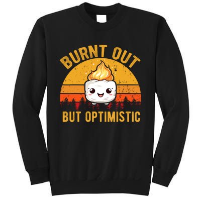 Burnt Out But Optimistic Cute Marshmallow Vintage Camping Sweatshirt