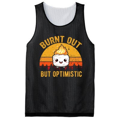 Burnt Out But Optimistic Cute Marshmallow Vintage Camping Mesh Reversible Basketball Jersey Tank