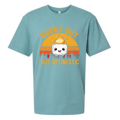 Burnt Out But Optimistic Cute Marshmallow Vintage Camping Sueded Cloud Jersey T-Shirt