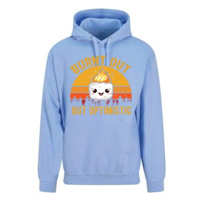 Burnt Out But Optimistic Cute Marshmallow Vintage Camping Unisex Surf Hoodie