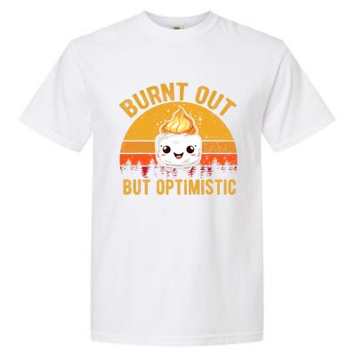 Burnt Out But Optimistic Cute Marshmallow Vintage Camping Garment-Dyed Heavyweight T-Shirt