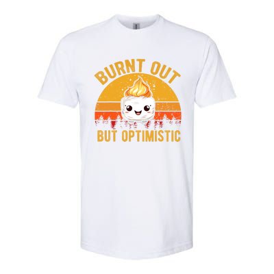 Burnt Out But Optimistic Cute Marshmallow Vintage Camping Softstyle CVC T-Shirt