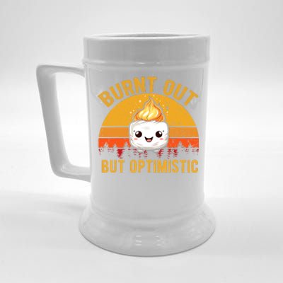 Burnt Out But Optimistic Cute Marshmallow Vintage Camping Beer Stein