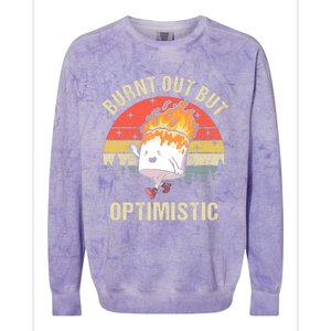 Burnt Out But Optimistic Funny Marshmallow For Camping Retro Colorblast Crewneck Sweatshirt