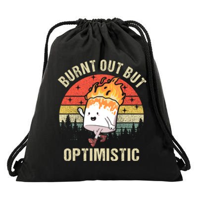 Burnt Out But Optimistic Funny Marshmallow For Camping Retro Drawstring Bag