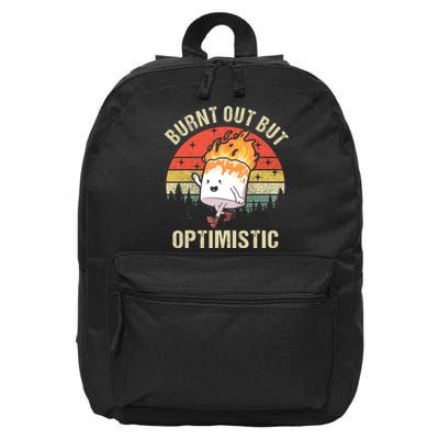 Burnt Out But Optimistic Funny Marshmallow For Camping Retro 16 in Basic Backpack