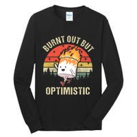 Burnt Out But Optimistic Funny Marshmallow For Camping Retro Tall Long Sleeve T-Shirt