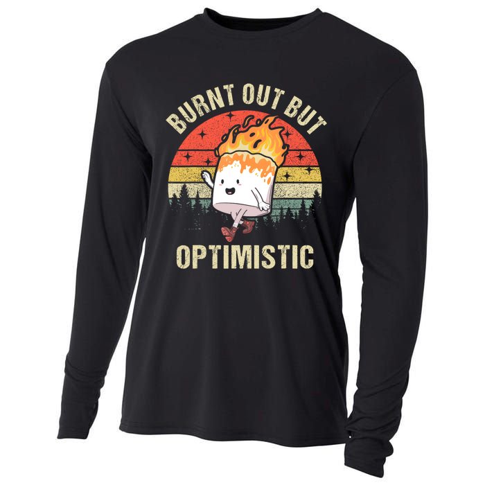 Burnt Out But Optimistic Funny Marshmallow For Camping Retro Cooling Performance Long Sleeve Crew