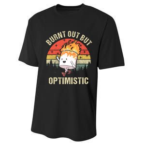 Burnt Out But Optimistic Funny Marshmallow For Camping Retro Performance Sprint T-Shirt