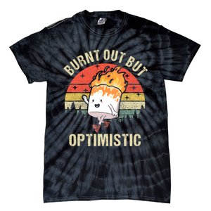 Burnt Out But Optimistic Funny Marshmallow For Camping Retro Tie-Dye T-Shirt